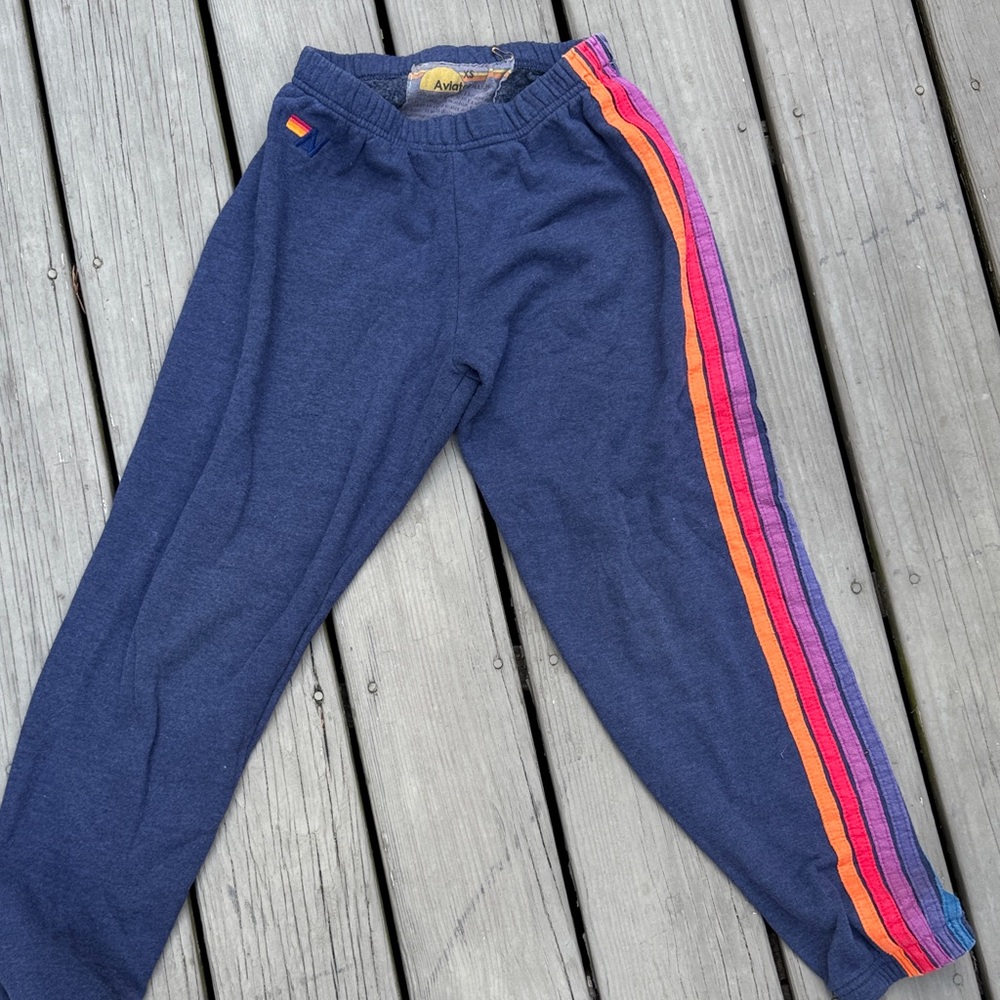 Aviator Nation Blue Joggers with Pink and Orange Accents
